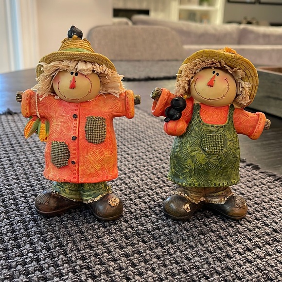 Other - Pair of wooden block scarecrows
